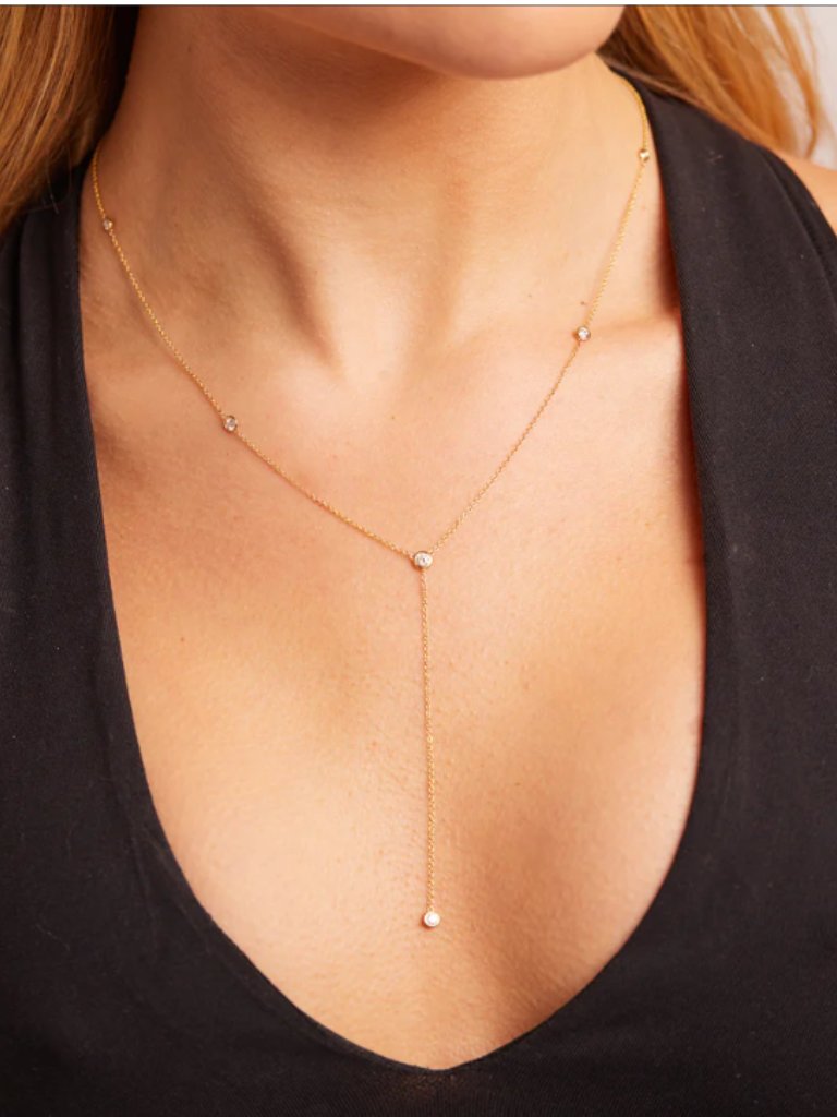 Diamond Lariat Necklace (Babygold) — image 2 of 4